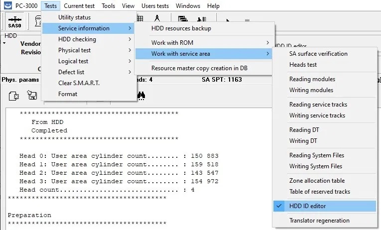 如何使用PC3000SAS更改硬盘扇区大小和开机时间