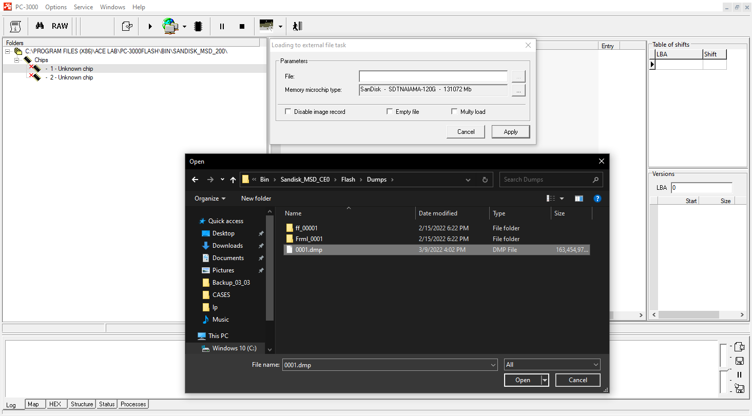 PC-3000 Flash恢复闪迪200GB TF卡