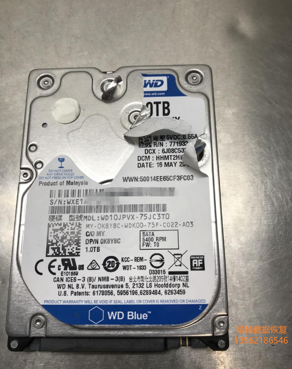 WD1TB笔记本硬盘,二次开盘数据恢复成功