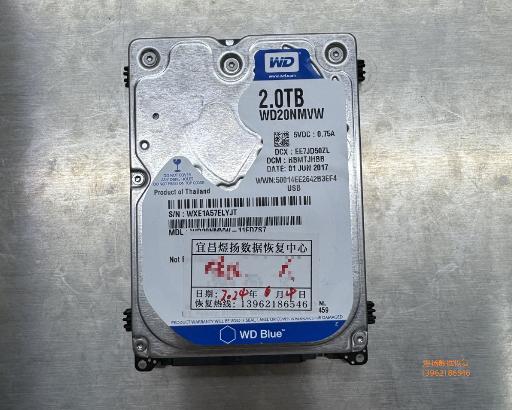 西部数据WD20NMVW-11EDZS7摔坏不识别数据恢复成功