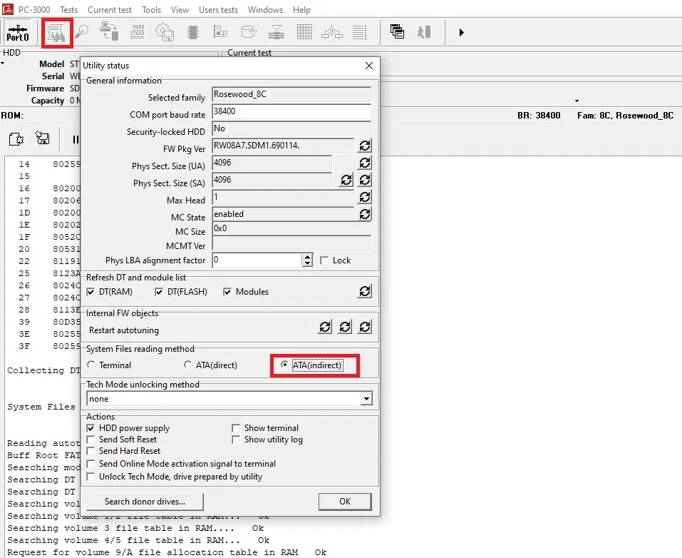 使用PC-3000重置Seagate F3硬盘上自加密或用户加密的密码处理过程