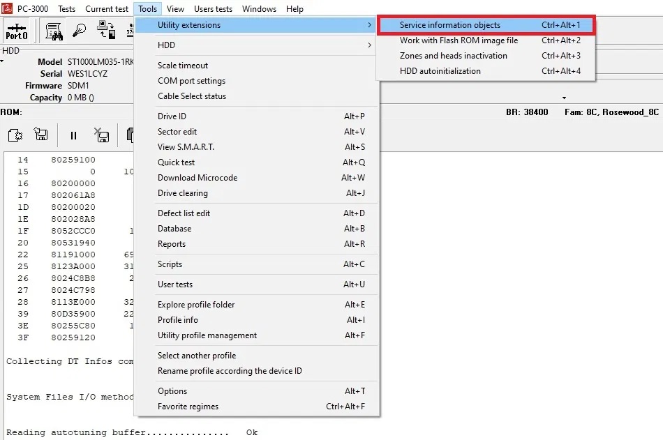使用PC-3000重置Seagate F3硬盘上自加密或用户加密的密码处理过程