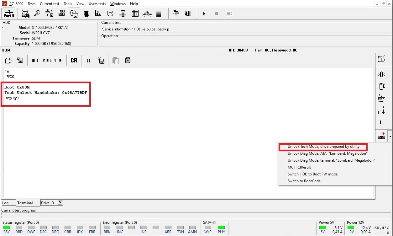 使用PC-3000重置Seagate F3硬盘上自加密或用户加密的密码处理过程